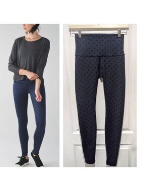Lululemon | Wunder Under Full-On Luon Leggings in Ghost Dot Deep Navy Black